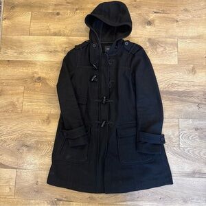 Gap Pea Coat Womens Medium Black Full Zip Toggle Closure Thick Wool Coat